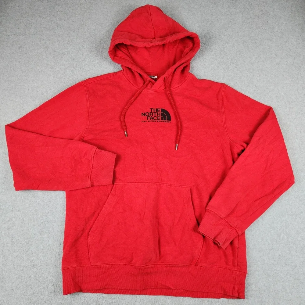 The North Face Fine Alpine Equipment Hoodie Men S Red Fleece Lined Pullover Logo